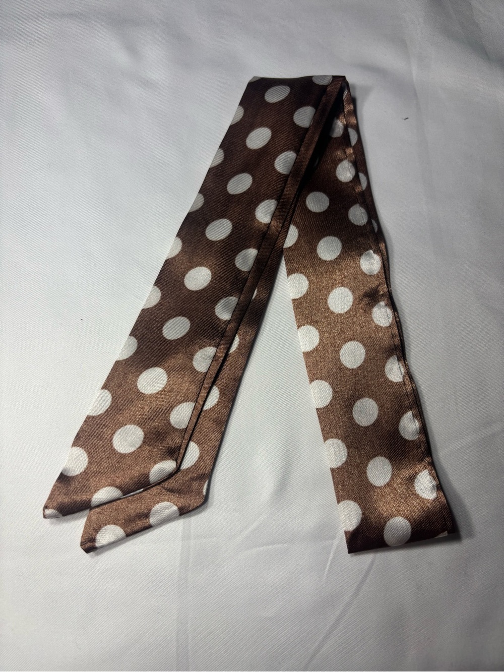 New Twilly Brown Polka Dot Skinny Scarf / Twilly
